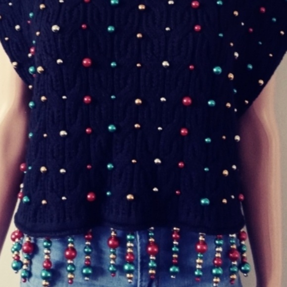 ZARA Pearl Fringed Knit Vest NWT Size Small - Picture 3 of 3